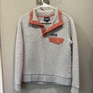 Patagonia Quilted Pullover in Gray and Coral